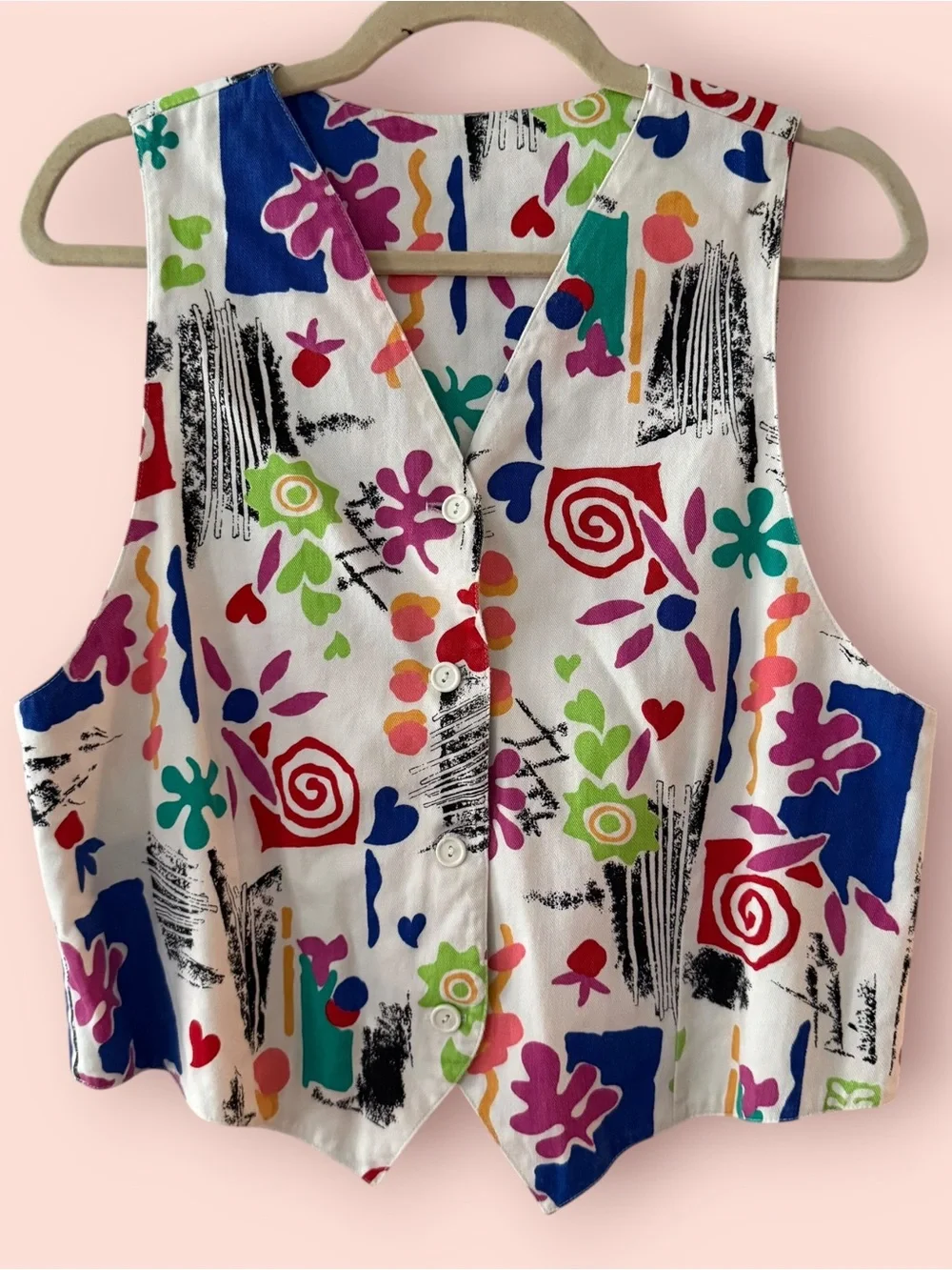 Vintage 80s Abstract Print Jacket & Vest Matching Set